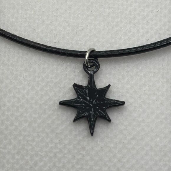 Brand New!! Clavicle necklace with 8 point star pendant and wax cord - Picture 2 of 4